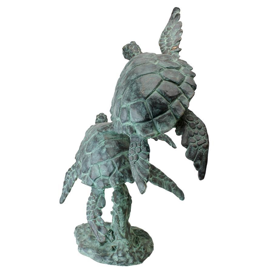 Sea Turtles Cast Bronze Garden Statue