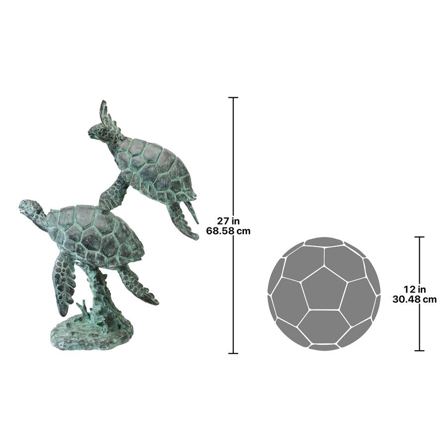 Sea Turtles Cast Bronze Garden Statue