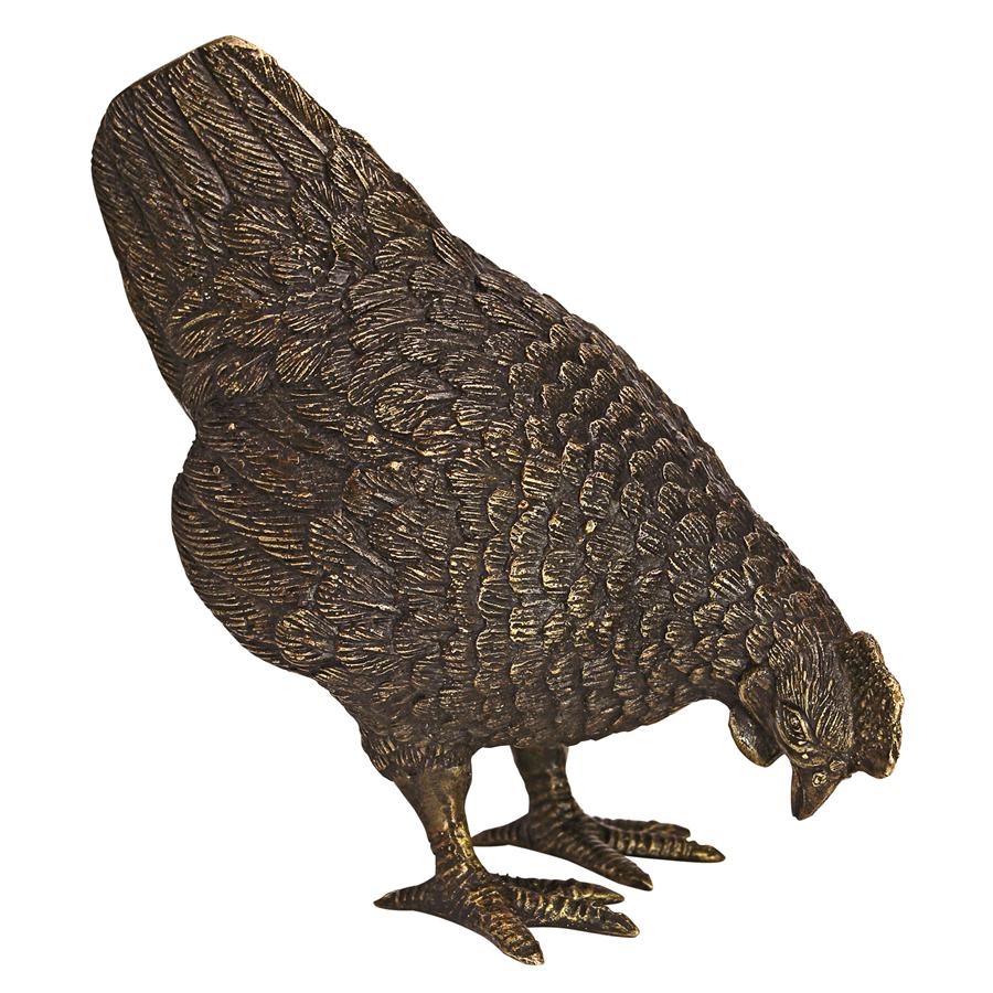 Barnyard Hen Cast Bronze Garden Statue