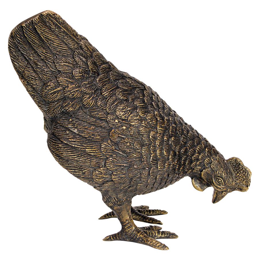 Barnyard Hen Cast Bronze Garden Statue