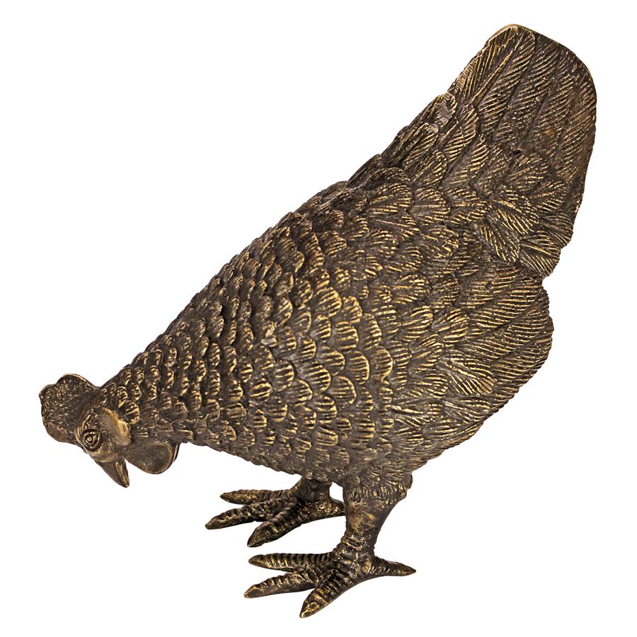 Barnyard Hen Cast Bronze Garden Statue