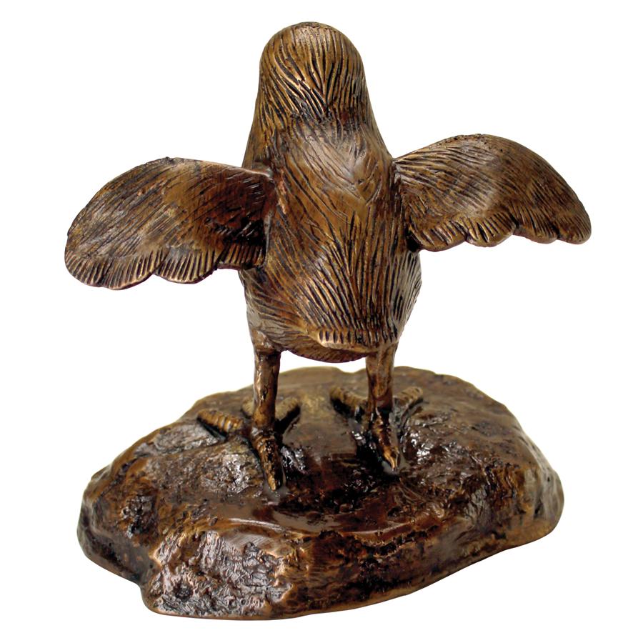 California Quail Solid Cast Bronze Garden Statue: Single Baby