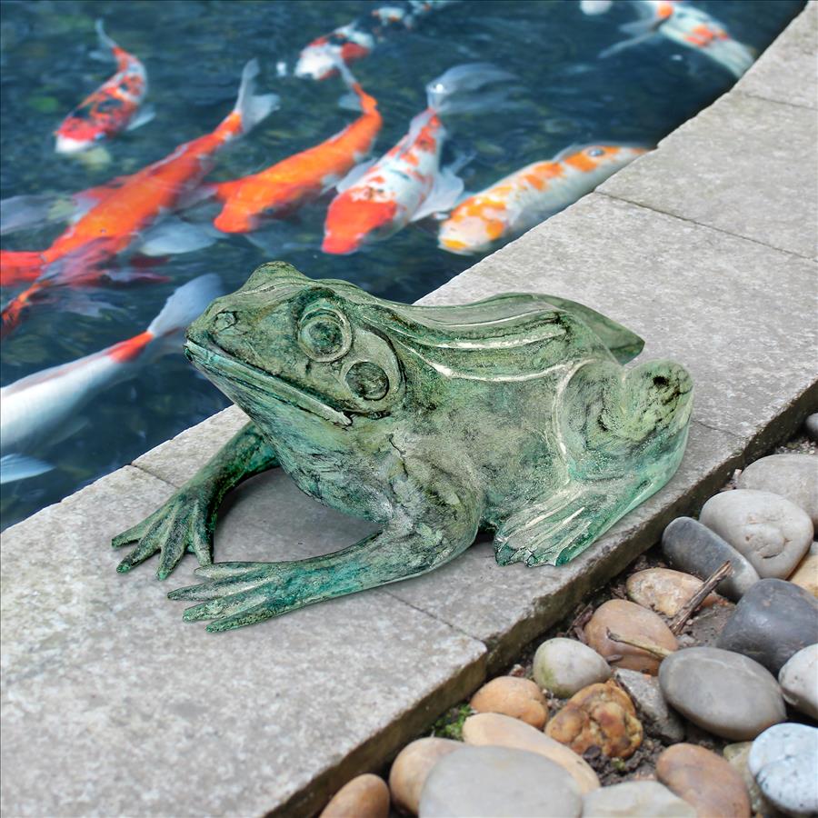 Bull Frog Cast Bronze Garden Statue: Small