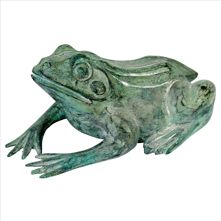 Bull Frog Cast Bronze Garden Statue: Small