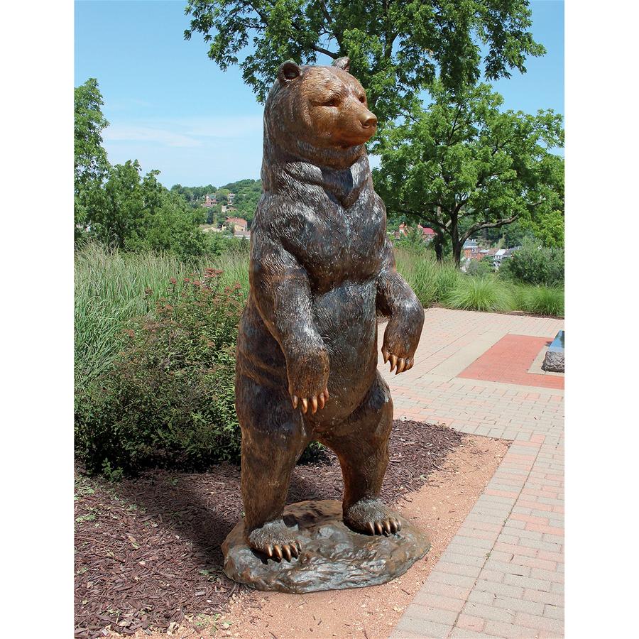 Standing Black Bear Cast Bronze Garden Statue