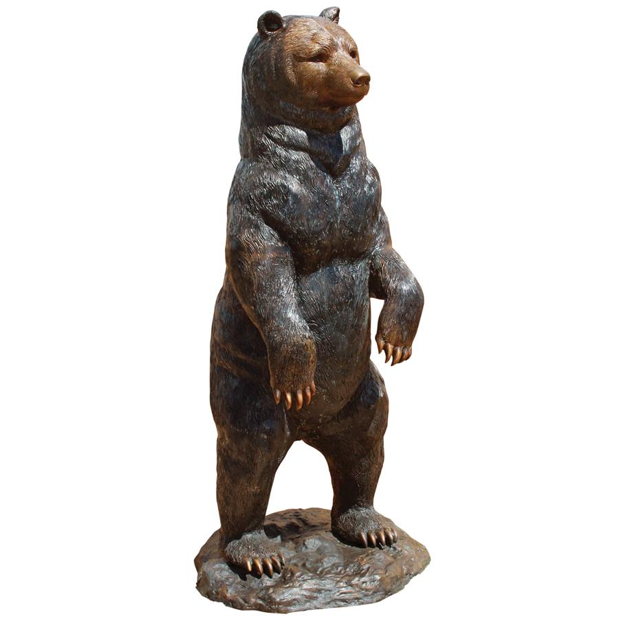Standing Black Bear Cast Bronze Garden Statue