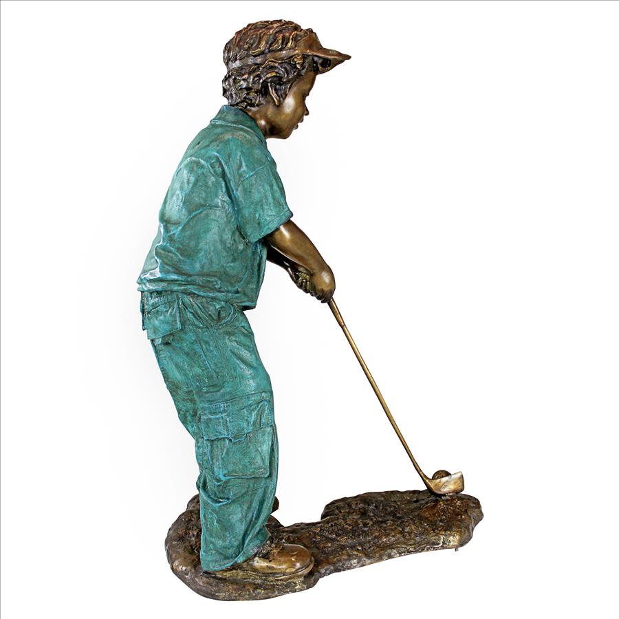 Gabe the Boy Golfer Cast Bronze Garden Statue