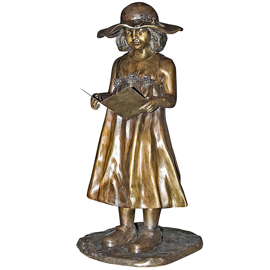 Beulah's Sundress Little Girl Reading Cast Bronze Garden Statue