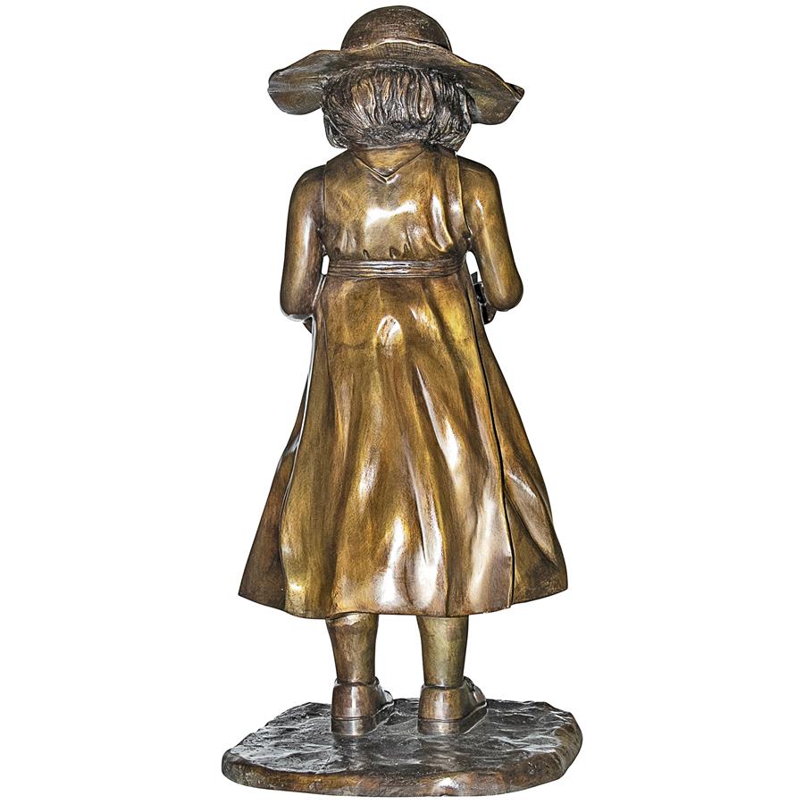 Beulah's Sundress Little Girl Reading Cast Bronze Garden Statue