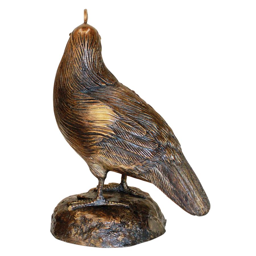 California Quail Solid Cast Bronze Garden Statue: Female