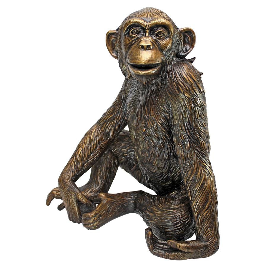 Chatty Chimpanzee Cast Bronze Garden Statue