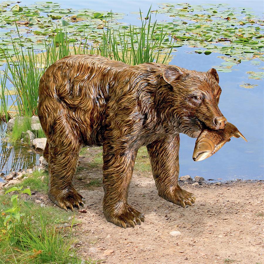 Fisherman Bear Cast Bronze Garden Statue