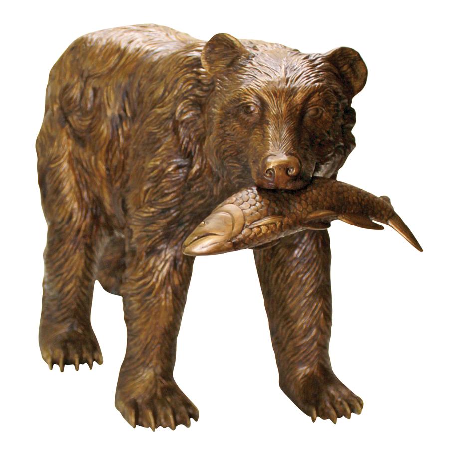 Fisherman Bear Cast Bronze Garden Statue