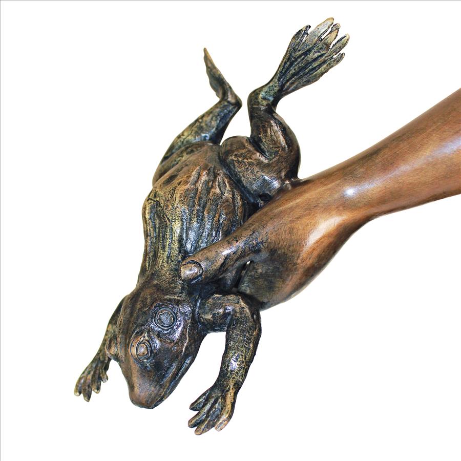 Catch and Release, Boy with Frog Cast Bronze Garden Statue