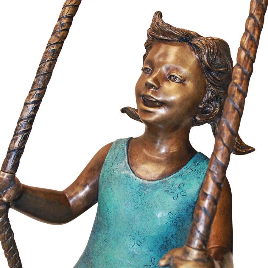 Swinging Children Solid Cast Bronze Garden Statue