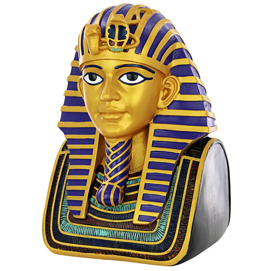 Golden Shroud of Tutankhamen Egyptian Bust Statue: Large