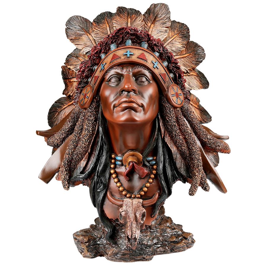 Native American Chief of the Plaines Bust Statue