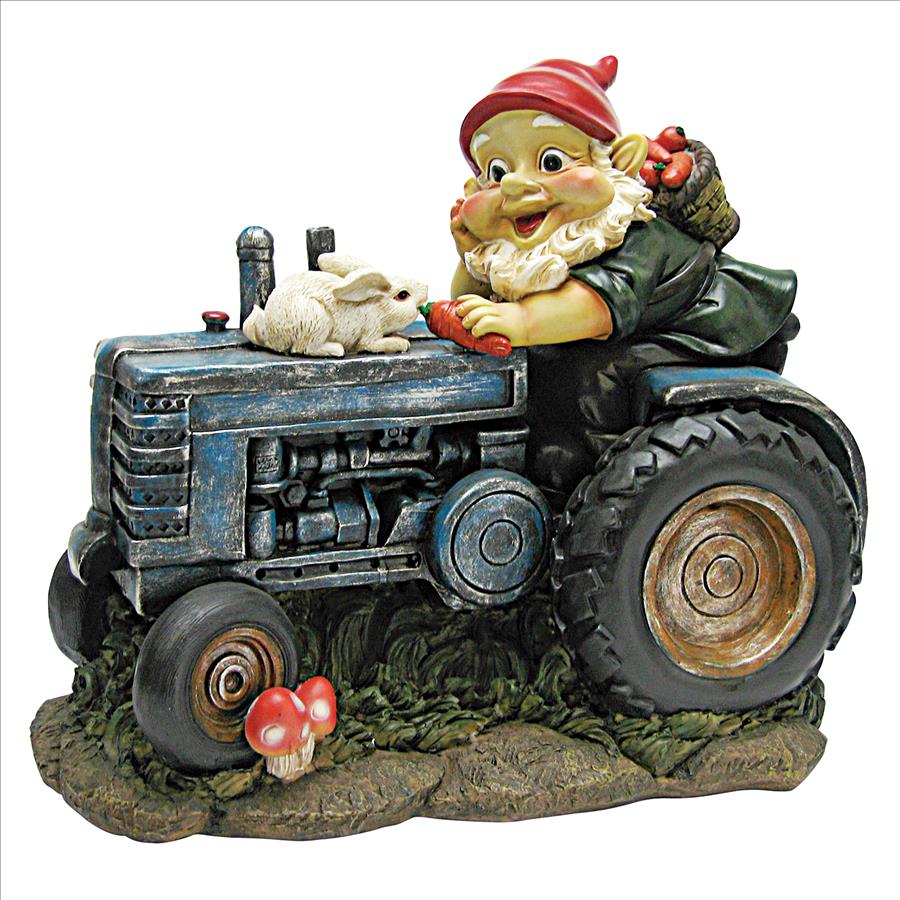 Bunny on Board the Tractor, Garden Gnome Statue