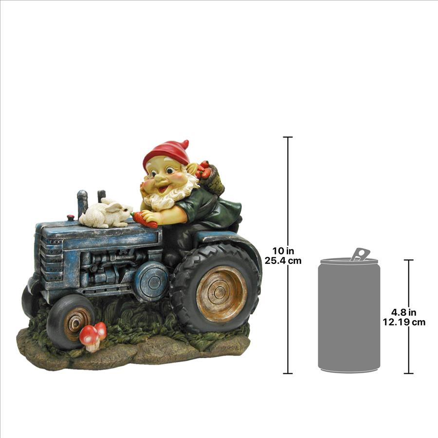 Bunny on Board the Tractor, Garden Gnome Statue