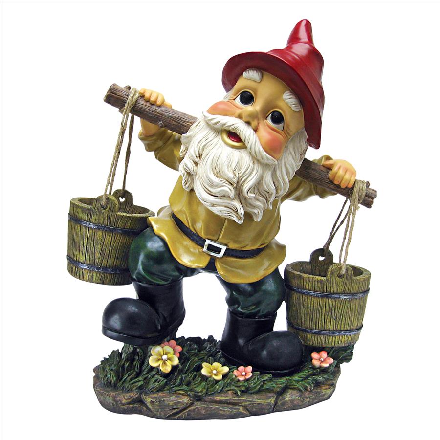 Barney Two Buckets Garden Gnome Statue