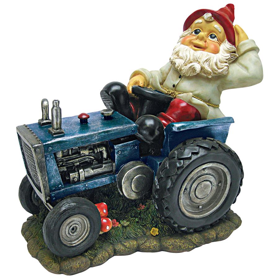 Plowing Pete on His Tractor Garden Gnome Statue