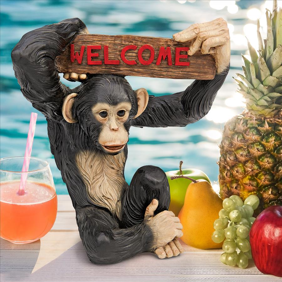 Monkey Business Jungle Welcome Sign Statue
