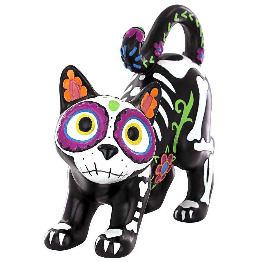 Dia de los Muertos El Gatto Sugar Skull Cat Statue