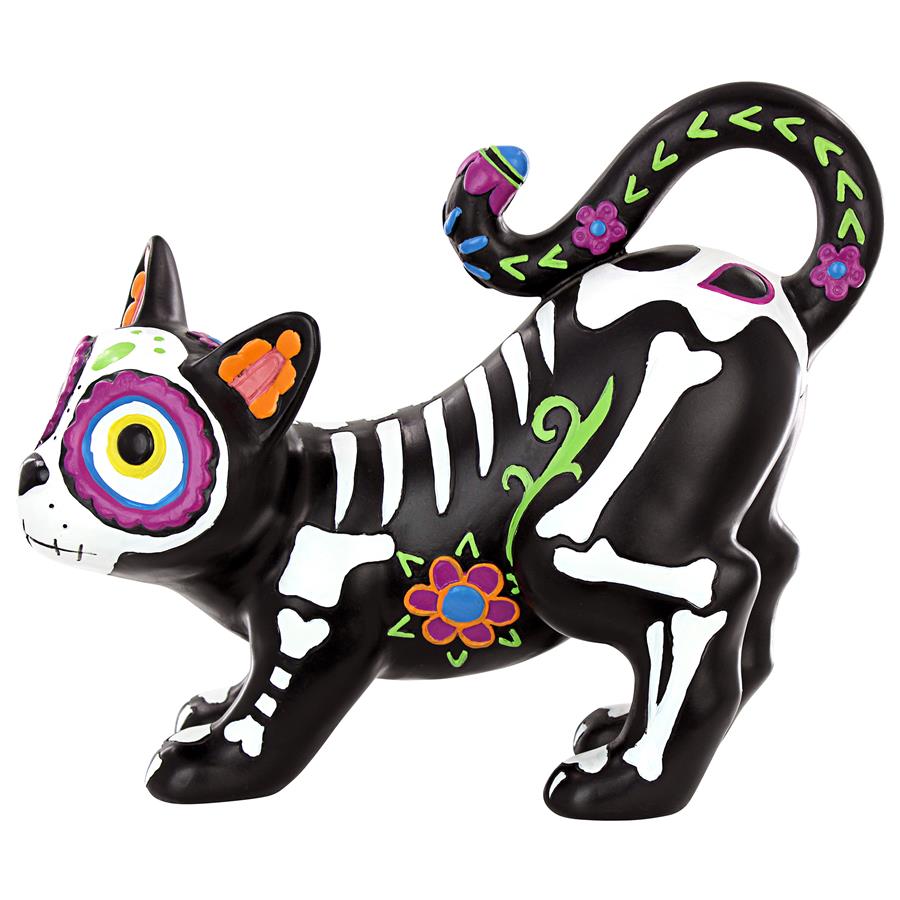 Dia de los Muertos El Gatto Sugar Skull Cat Statue