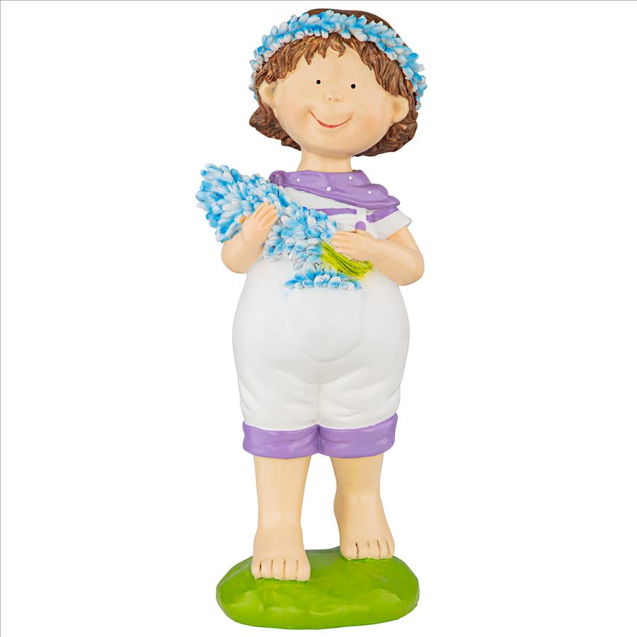 Bluebonnet Twins Springtime Child Garden Statue: Thierry Boy