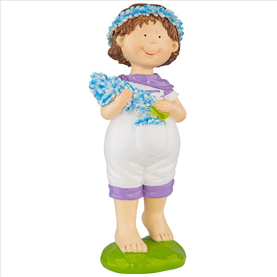 Bluebonnet Twins Springtime Child Garden Statue: Thierry Boy