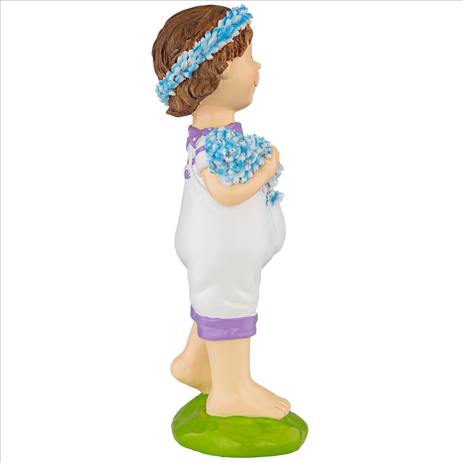 Bluebonnet Twins Springtime Child Garden Statue: Thierry Boy