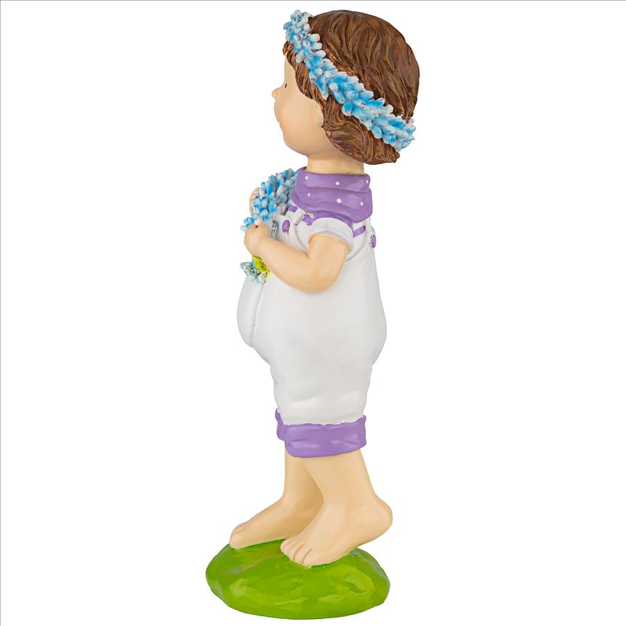 Bluebonnet Twins Springtime Child Garden Statue: Thierry Boy