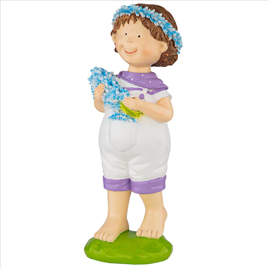 Bluebonnet Twins Springtime Child Garden Statue: Thierry Boy