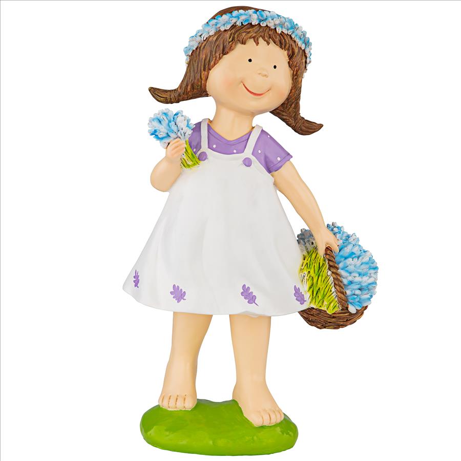 Bluebonnet Twins Springtime Child Garden Statue: Juliette Girl