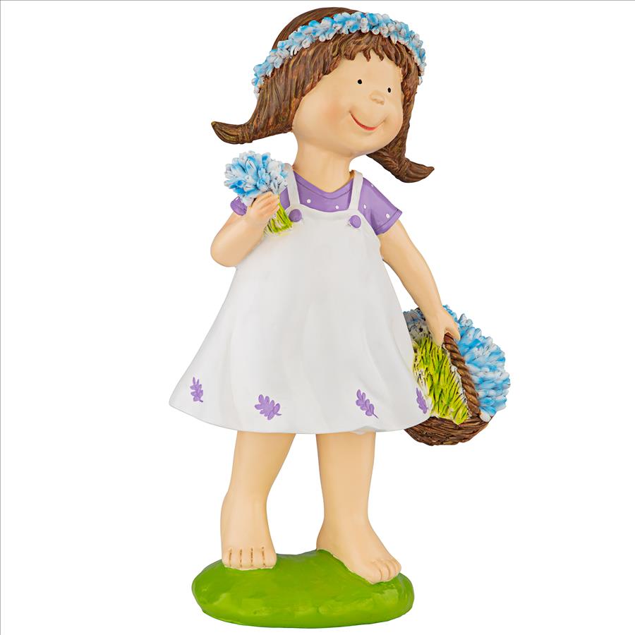 Bluebonnet Twins Springtime Child Garden Statue: Juliette Girl