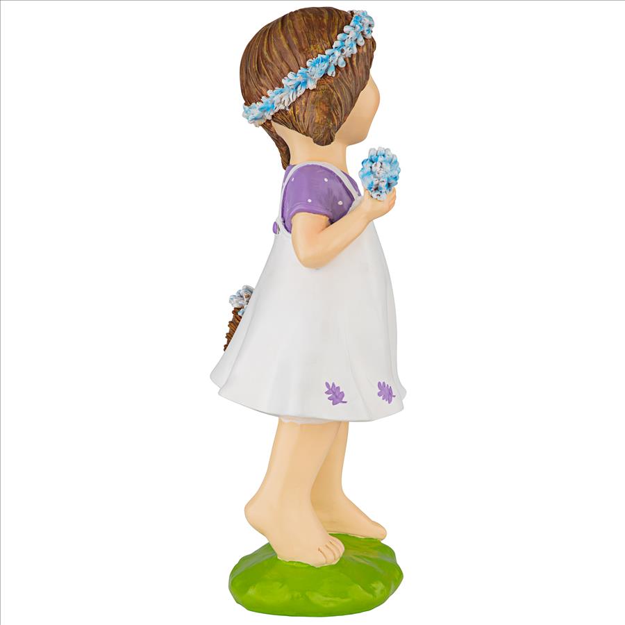 Bluebonnet Twins Springtime Child Garden Statue: Juliette Girl