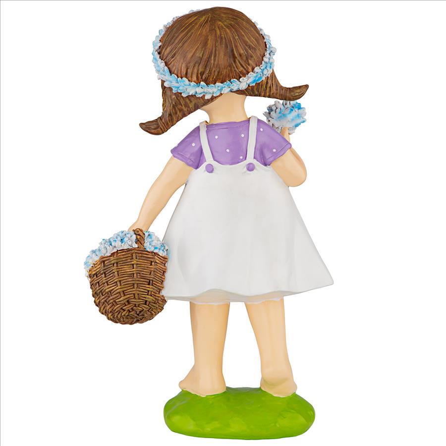 Bluebonnet Twins Springtime Child Garden Statue: Juliette Girl