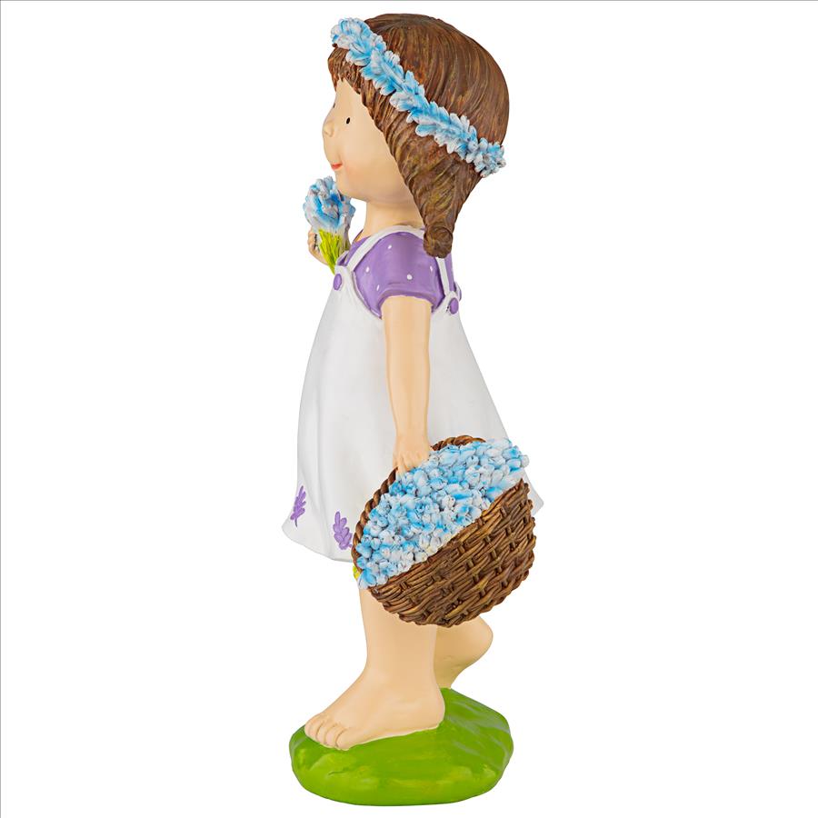 Bluebonnet Twins Springtime Child Garden Statue: Juliette Girl