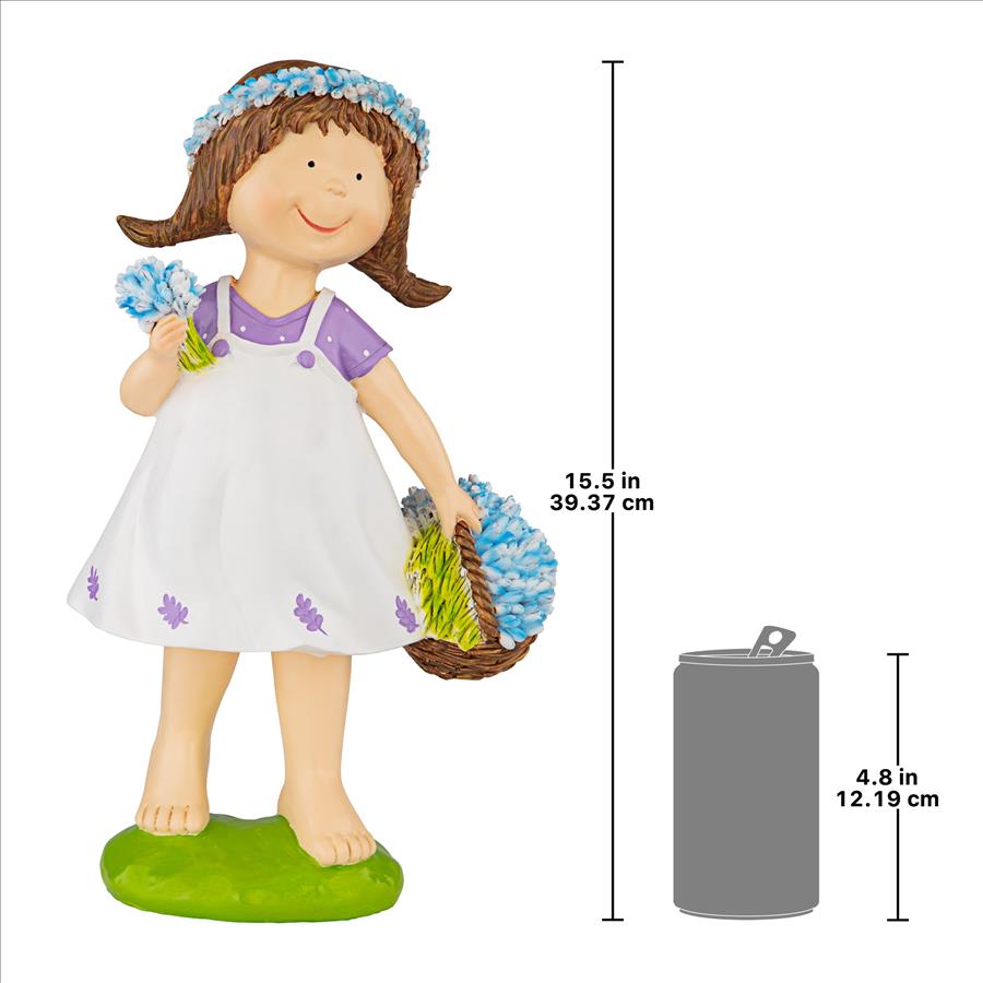 Bluebonnet Twins Springtime Child Garden Statue: Juliette Girl