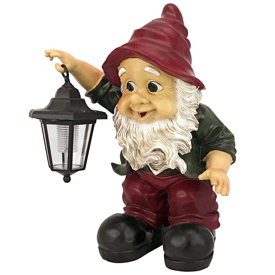 Edison with the Lighted Lantern Garden Gnome Statue