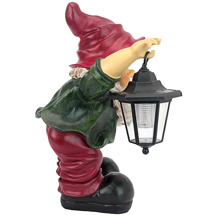 Edison with the Lighted Lantern Garden Gnome Statue