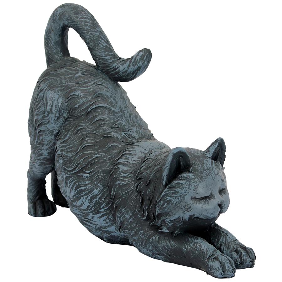 Playful Cat Stretching Statue