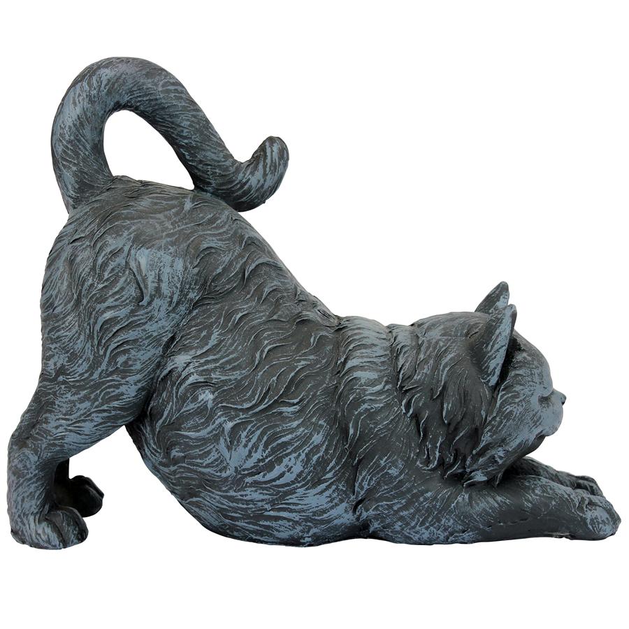 Playful Cat Stretching Statue