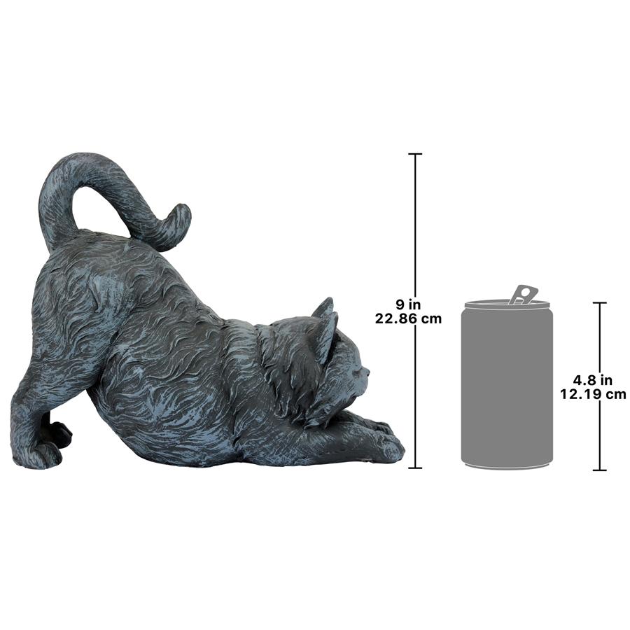 Playful Cat Stretching Statue