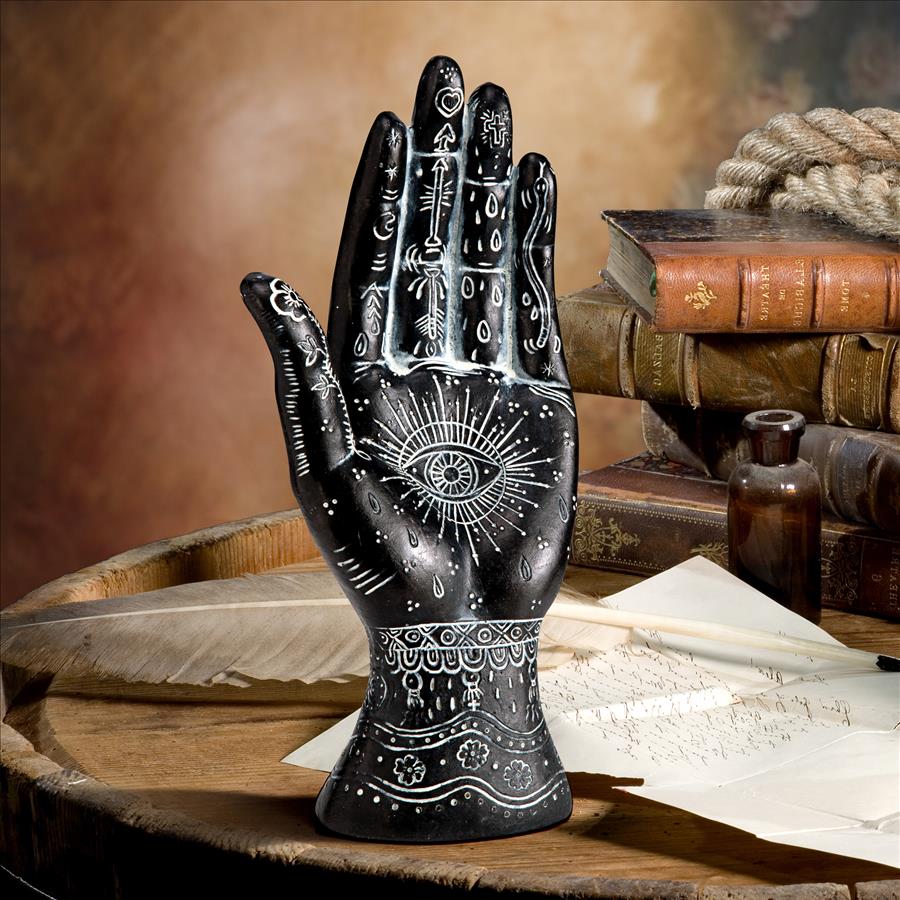 Higher Plane of Perception All-Seeing Eye Palmistry Hand Statue