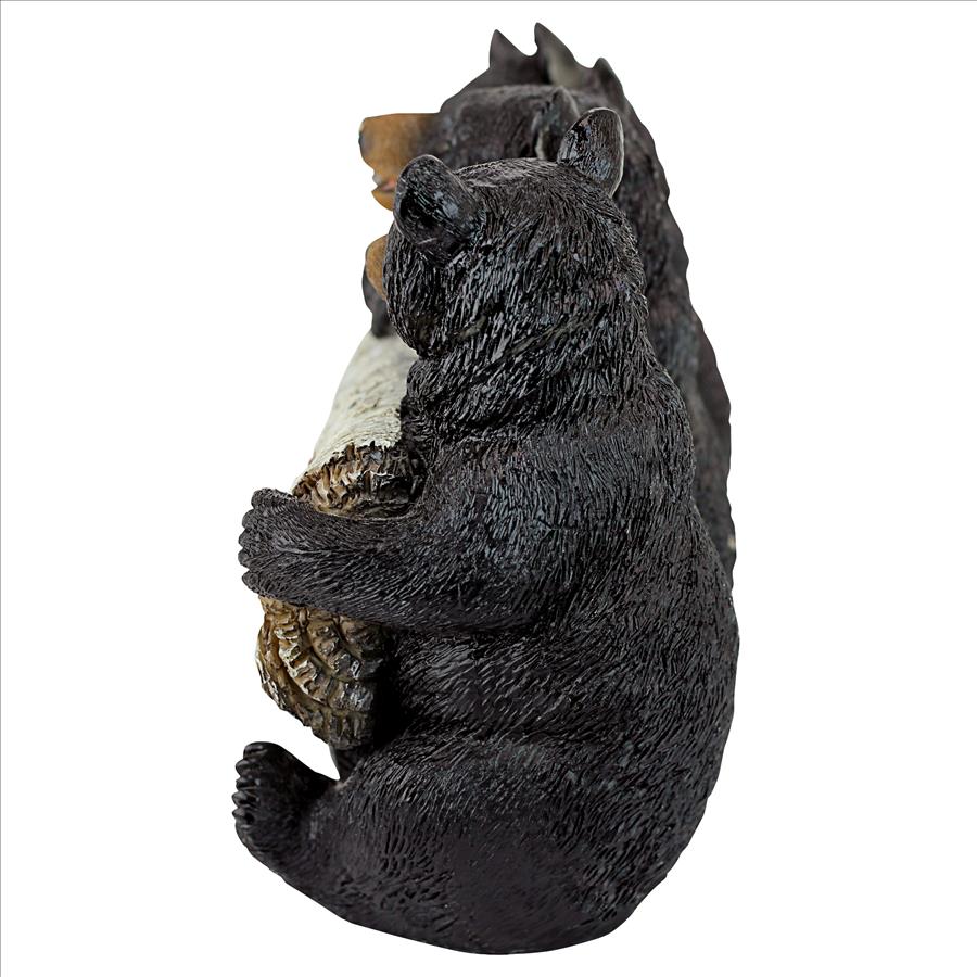 Black Bear Cubs Welcome Sign Statue