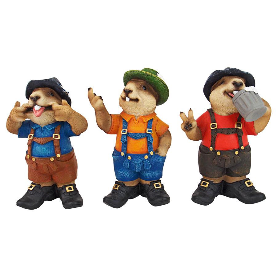 Oktoberfest Muskrats Bavarian Beer Buddy Trio Statues