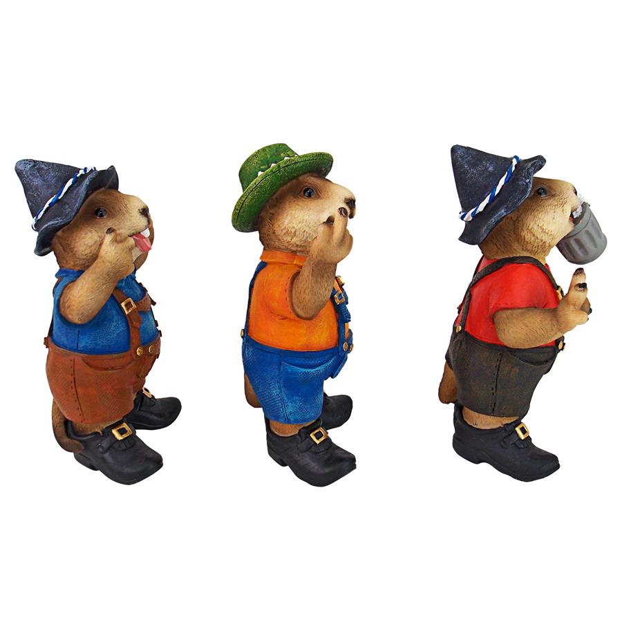 Oktoberfest Muskrats Bavarian Beer Buddy Trio Statues