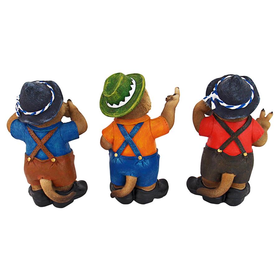 Oktoberfest Muskrats Bavarian Beer Buddy Trio Statues