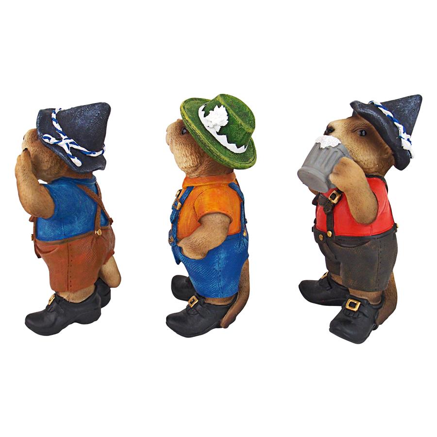 Oktoberfest Muskrats Bavarian Beer Buddy Trio Statues